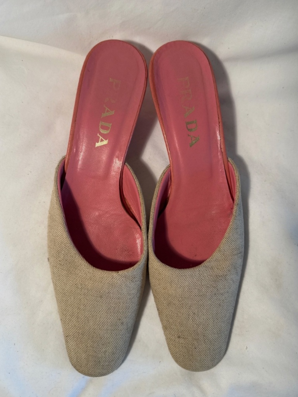 Vintage Prada Gray and Pink Kitten Heels